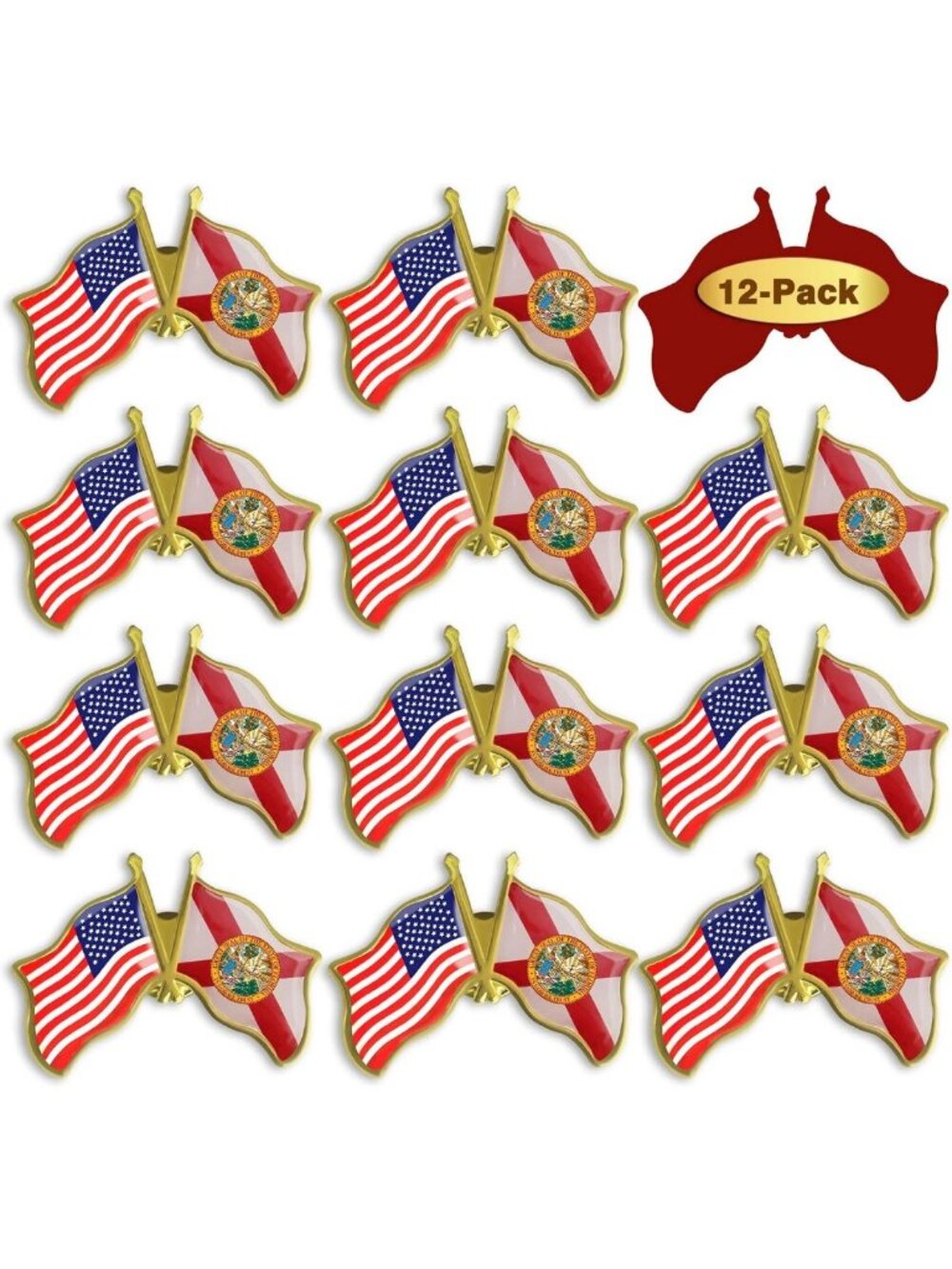 Florida Flag Lapel Pins - Bulk Pack of 6/12/50/100 - 1.5” Friendship Gifts